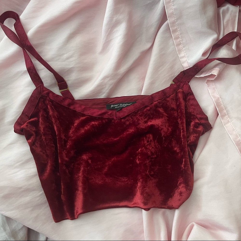 betsey johnson red velvet crop top